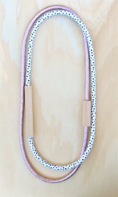 HartHorne - 2 piece - Wood & Fabric Necklace - Metallic Pink and Black and White Dots