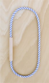 HartHorne - WOOD and COTTON Fabric Necklace - Diagonal Blue STRIPE