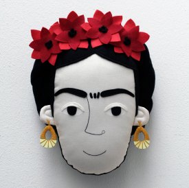 Pollaz - Frida Kahlo Pillow Face - light red and dark red