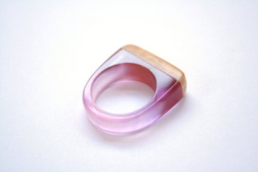BoldB - Modern ring in size US 7.5 handmade from Australian wood and mulberry pink resin. Made in Australia