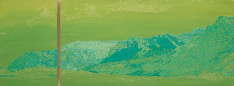 Green monochromatic landscape picture of a mountain