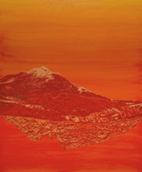 Orange monochromatic landscape picture of a mountain
