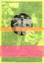 Collage on vintage photo of a man posing in front of the camera.