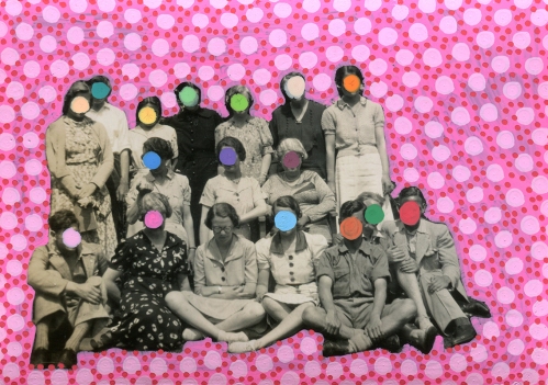 Collage on a vintage group photo.