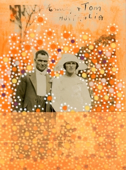 Collage realised over a wedding couple photo.
