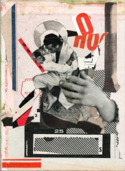 Dada handmade style collage realised with vintage paper founds.