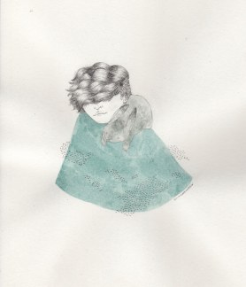 Illustration of a girl with a green coat.