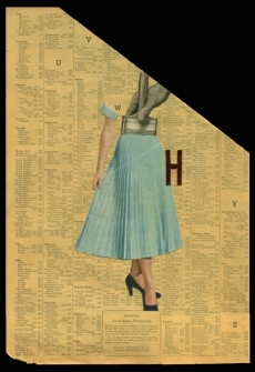 Collage of half female body putted over a vintage paper.
