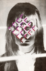 Collage over a vintage defaced woman portrait.