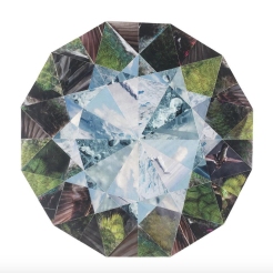 Diamond shaped abstract collage.