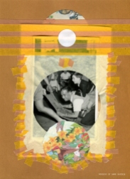 Mixed media collage created with a fun vintage family photography.