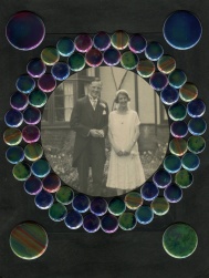 Altered vintage wedding couple photo.