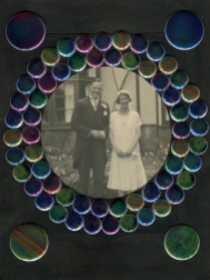Altered vintage wedding couple photo.