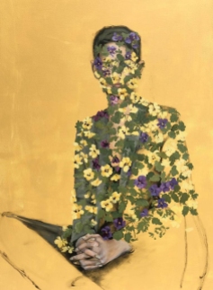 Woman portait with flowers.
