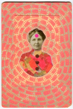 Vintage woman picture altered with neon materials.