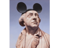 Male bust painting wearing a Mickey Mouse hat.