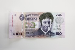 Embroidered hair of a banknote portrait.